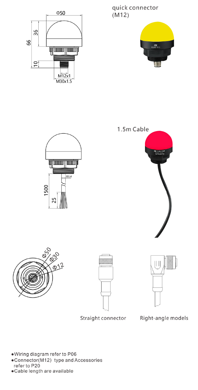 C5 domed indicator lamp