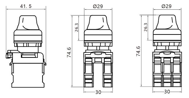 PB22 short-handle selector switches