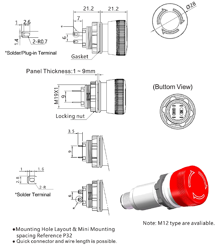 S19 vandal resistant E-stop switches