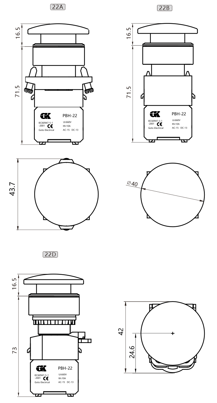 PBH-30 Flush stop switches