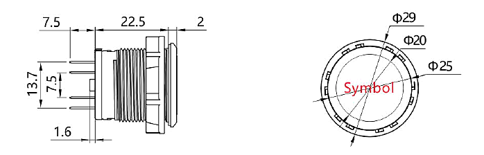 S22FI vandal resistant illuminated Pushbuttons