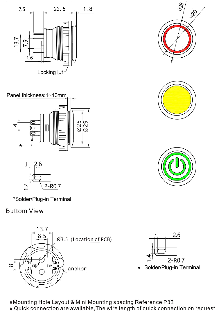 S25 Vandal resistant Illuminated pushbuttons