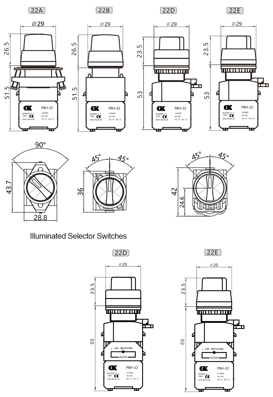 PBH-22 Selector switches