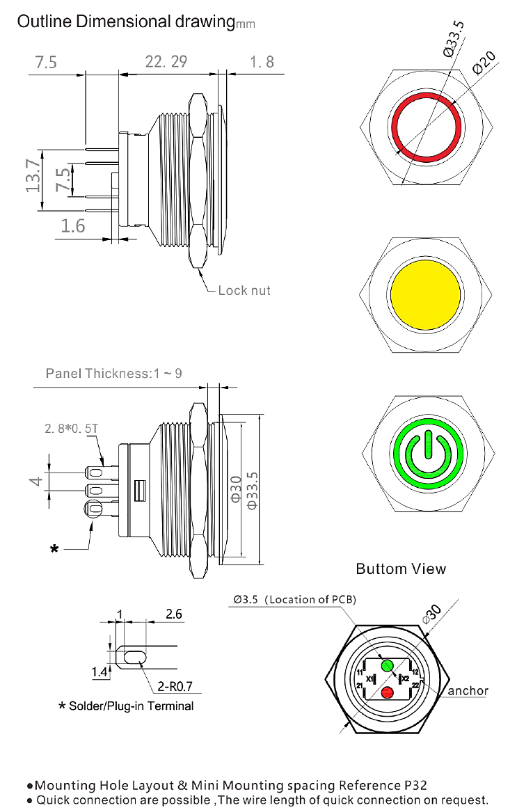 S30 Vandal resistant Illuminated pushbuttons